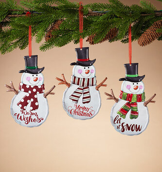 Hanging Metal Snowman Ornament (3-Styles)