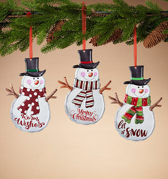 Hanging Metal Snowman Ornament (3-Styles)