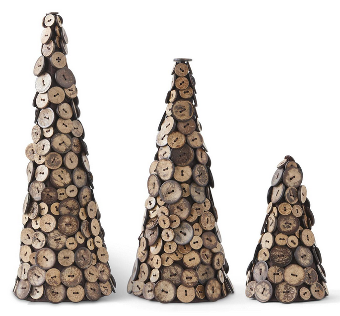 Set of 3 Coconet Button Cone Trees
