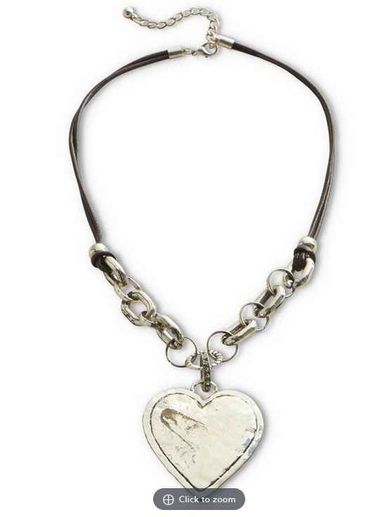 Hammered Heart Leather Necklace