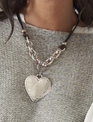 Hammered Heart Leather Necklace