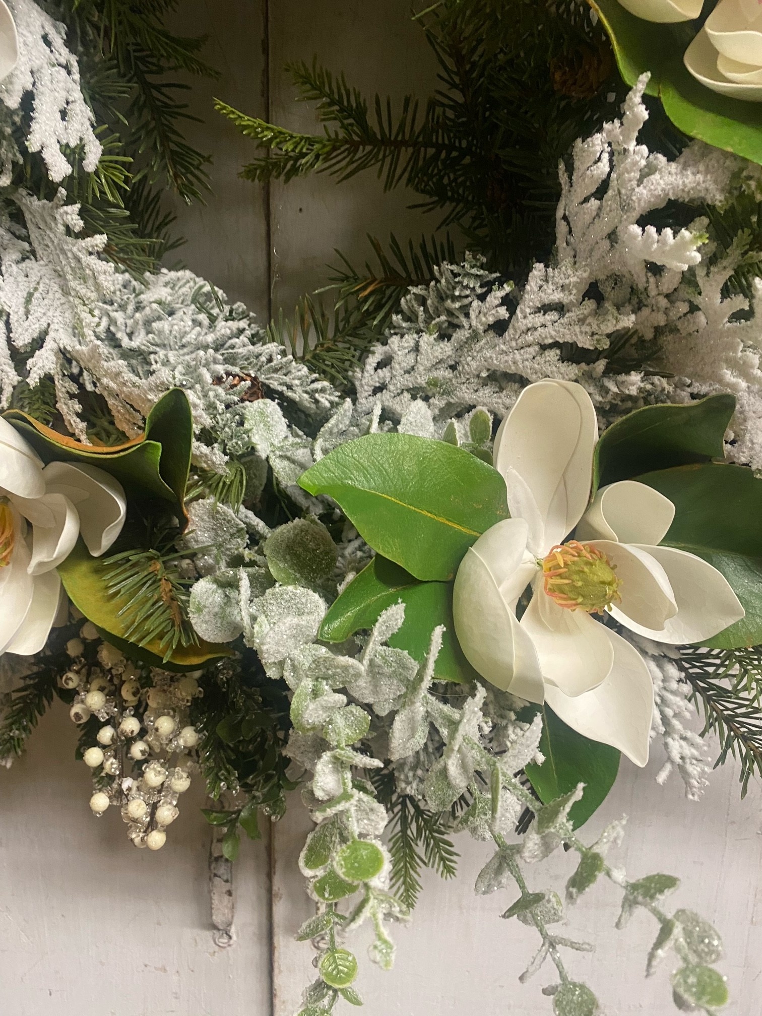 Custom Winter Natural Magnolia Wreath