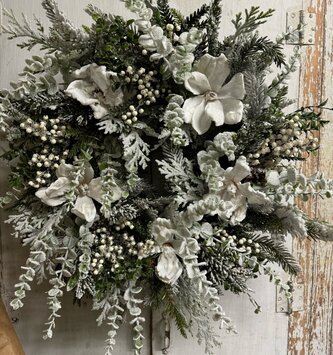 Custom Winter Magnolia & Eucalyptus Wreath