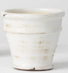 White Distressed Round Container (3-Styles)