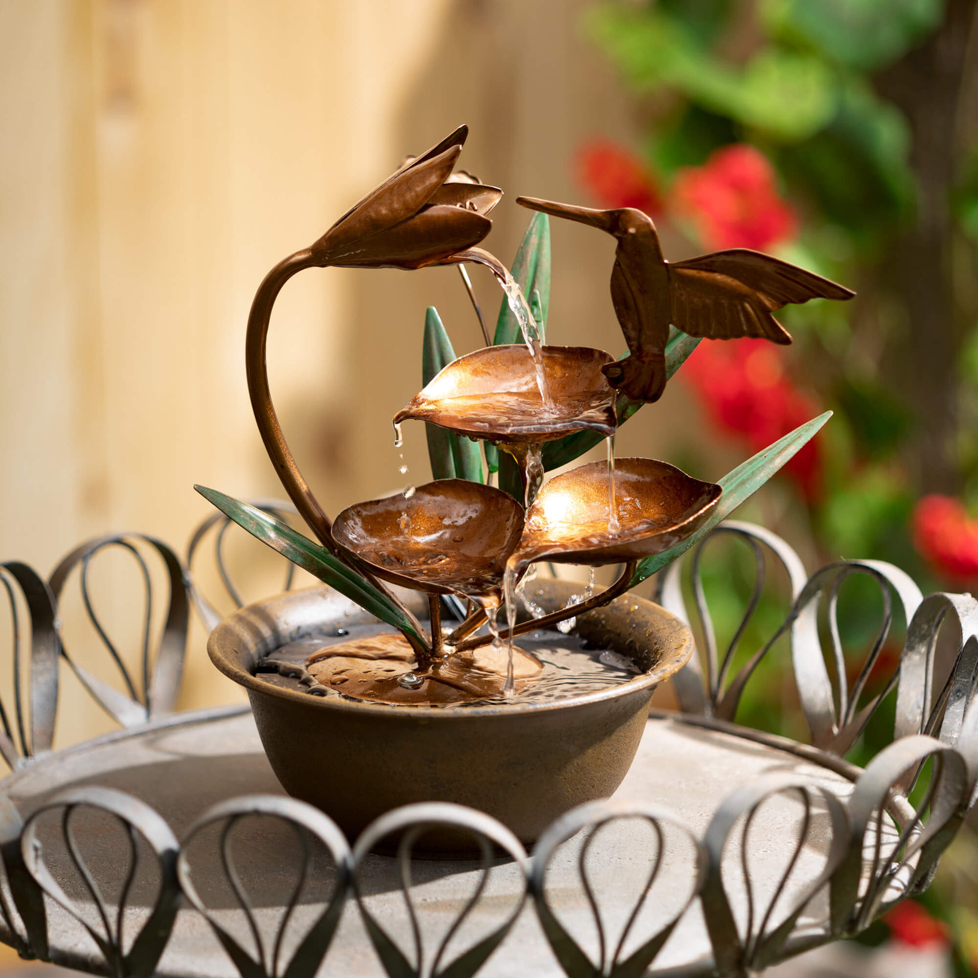 Tabletop Garden Hummingbird Fountain