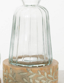 Glass Vase w/ Wooden Carved Base