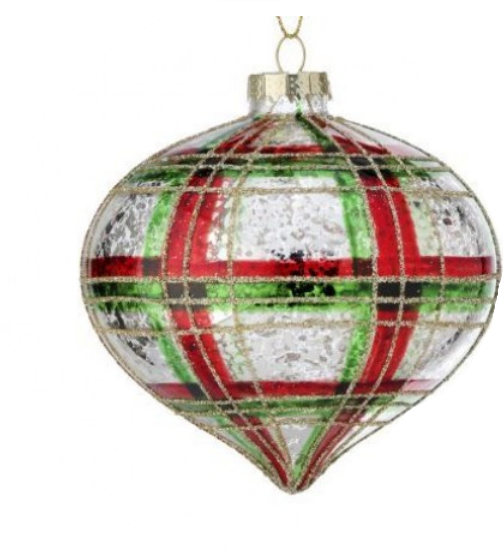 Mercury Glass Plaid Finial Ornament (2-Styles)