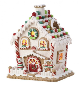 LED Snow Covered Gingerbread House w/ Timer