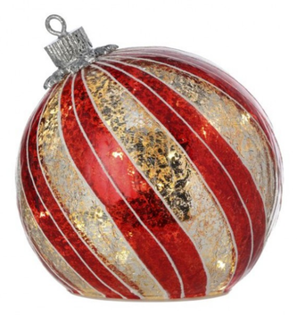LED Red & Silver Ornament Globe