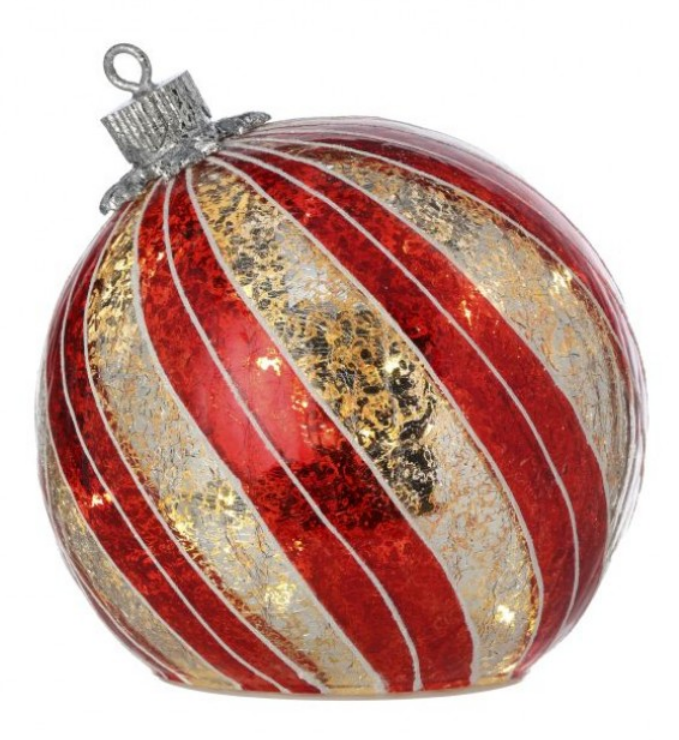 LED Red & Silver Ornament Globe