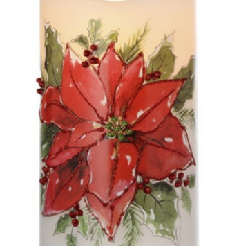 6" LED Poinsettia Battery Operated Candle