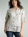 Tempo Paris Roll Sleeve Floral Linen Top by Tempo Paris (2-Colors)