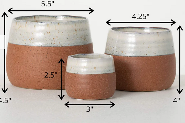 Two Tone Terra Cotta Container (3-Sizes)