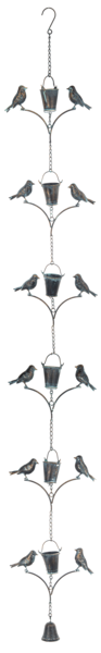 Bronze Patina Bucket with Birds Rain Chain