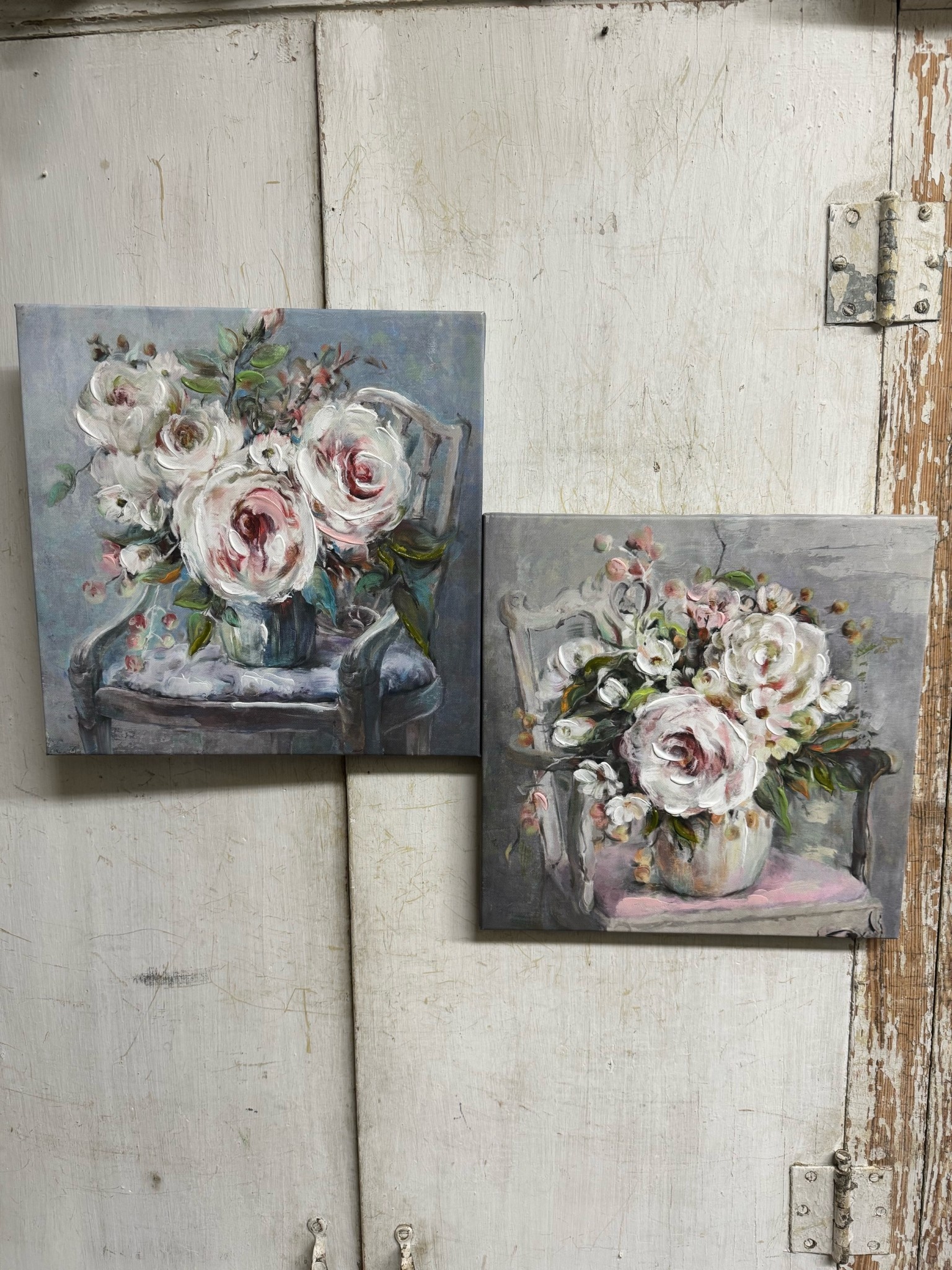 Vintage Painted Floral Canvas Wall Art (2-Styles)