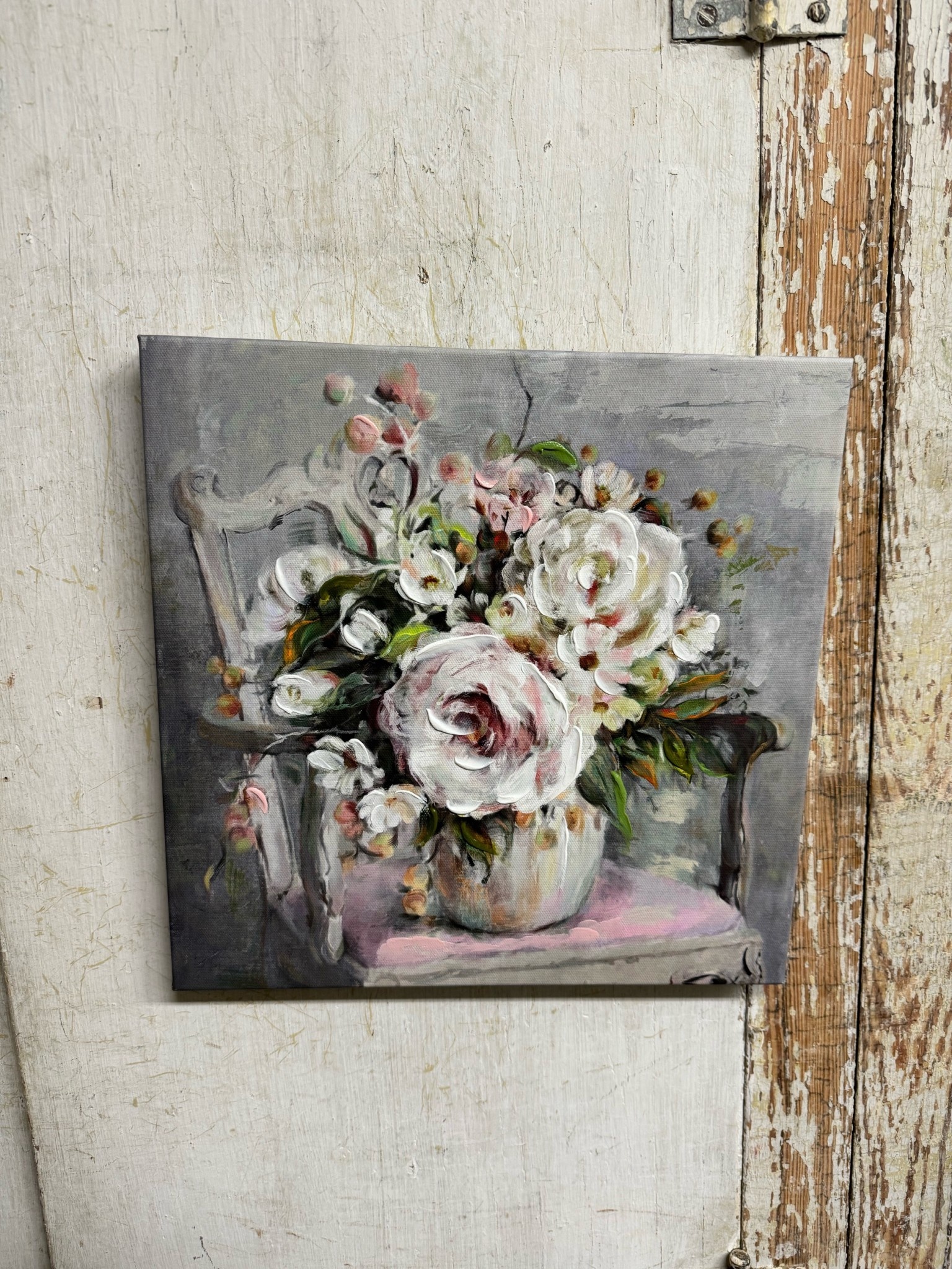 Vintage Painted Floral Canvas Wall Art (2-Styles)