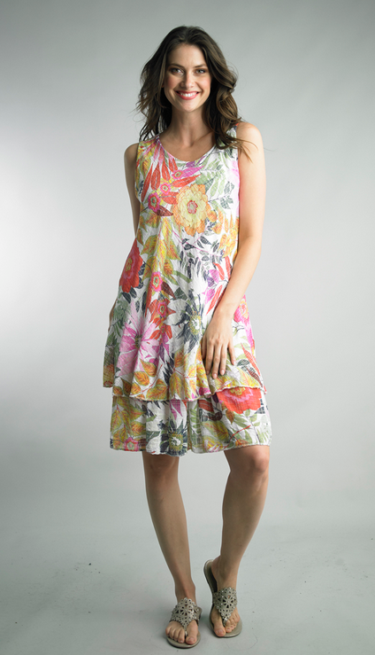 Lined Tiered Floral Dress by: Tempo Paris