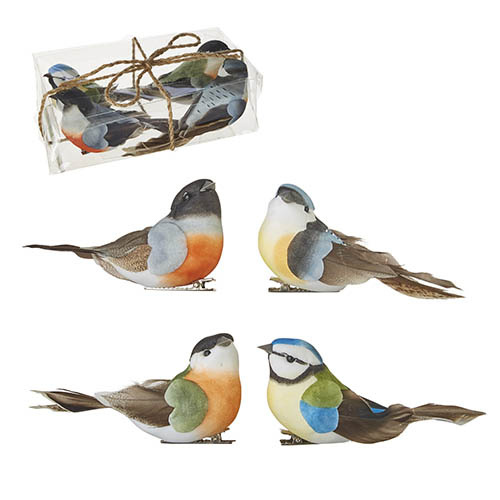 3.75" Box of Clip on Feathered Birds