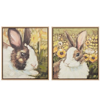 17.5" Rabbit Floral Wall Art (2-Styles)