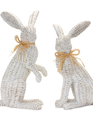 Set of 2 Resin Wicker Rabbits