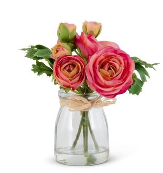 Ranunculus Bouquet in Glass Jar (3-Colors)