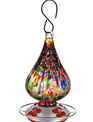 Multicolor Speckled Art Glass Hummingbird Feeder