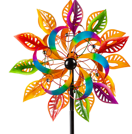 Colorful Filigree Leaves Wind Spinner