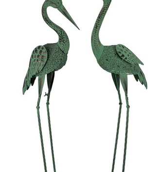 Set of 2 Verdigris Herons