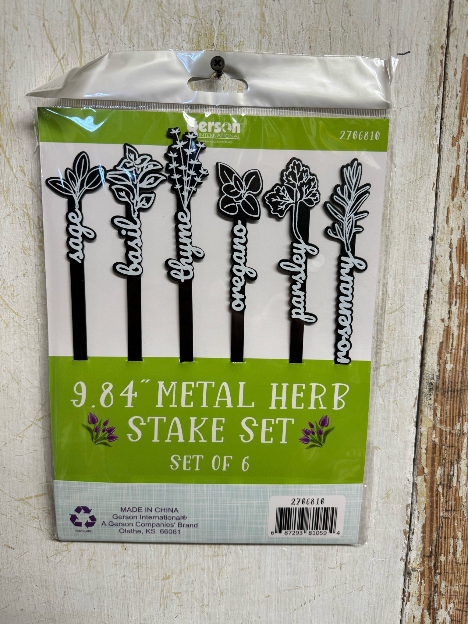 Set of 6 Black Metal Herb Stakes