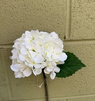 13" White Hydrangea Stem