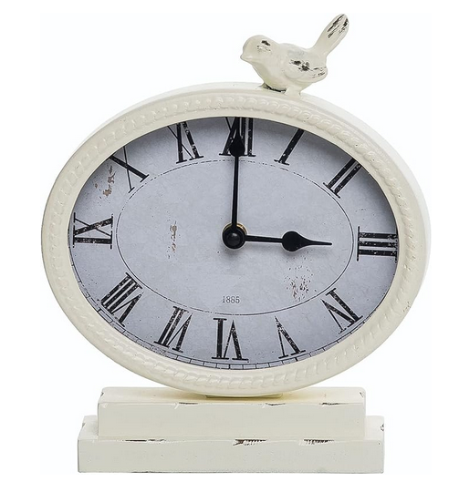 Ivory Tabletop Bird Clock