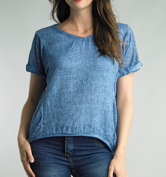 High Low Pull Over Linen Top by: Tempo Paris (3-Colors)