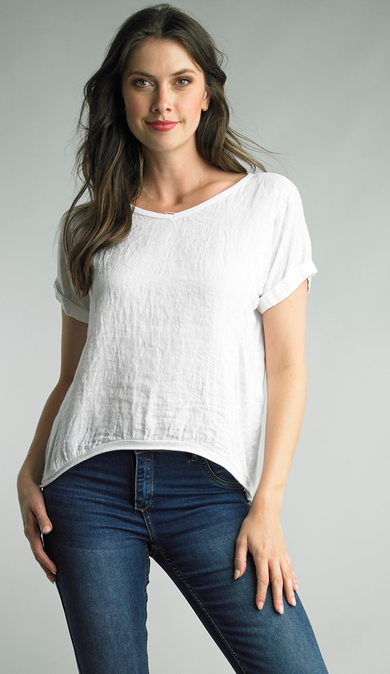 High Low Pull Over Linen Top by: Tempo Paris