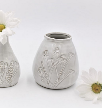 Embossed Wildflower Ceramic Vase (2-Sizes)