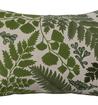 Embroidered Lumbar Pillow w/ Botanicals