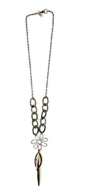 Mixed Chains w/ Abstract Flower Necklace