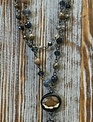 Double Blue Beaded Necklace w/ Prism