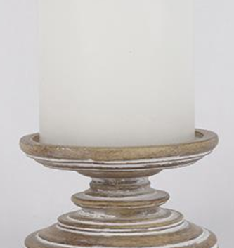 Whitewash Pillar Candle Holder (3-Sizes)