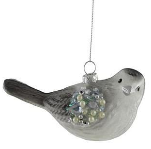 Silver Glitz Bird Ornament