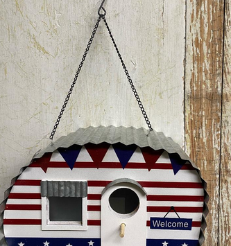 Wood & Metal Americana Camper Hanging Birdhouse