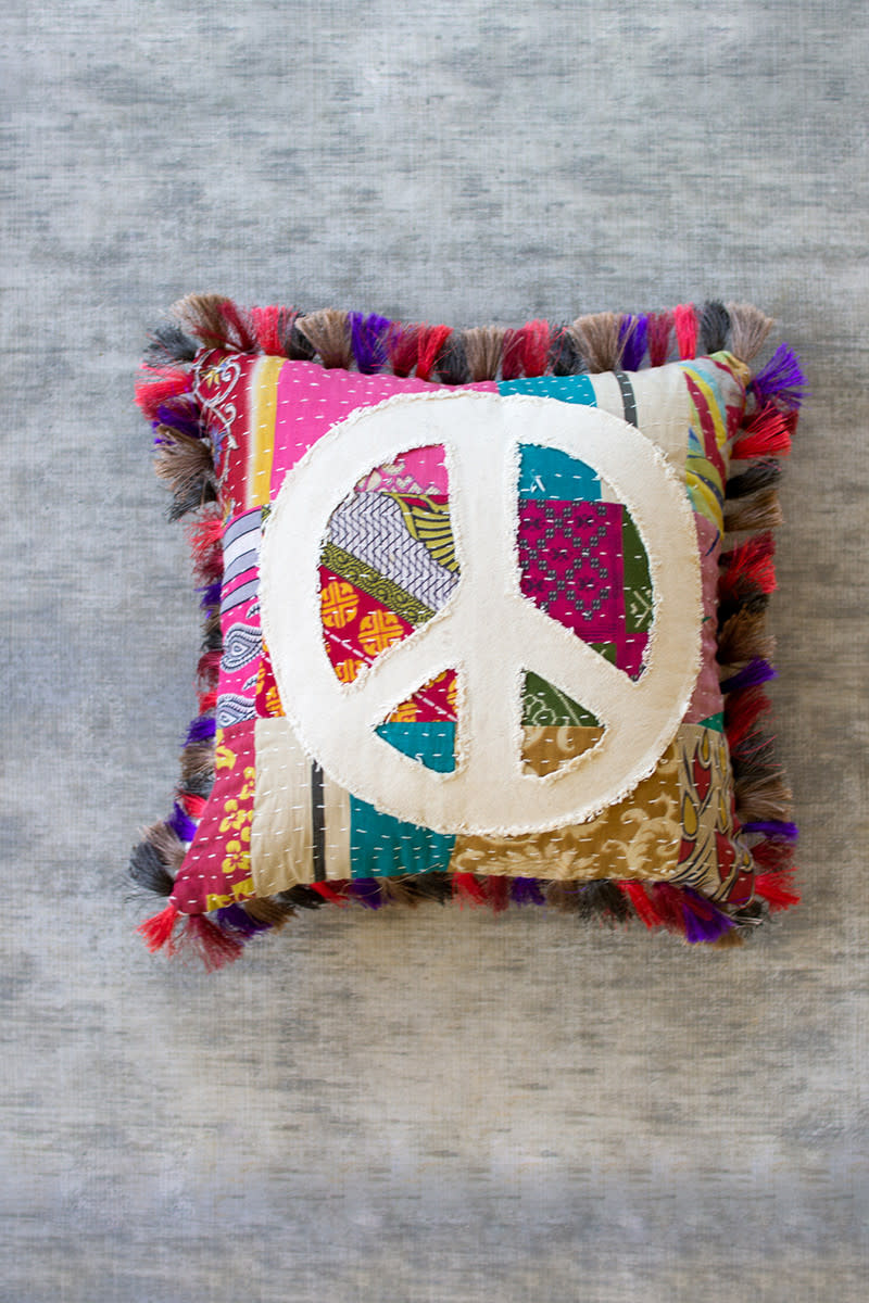 Quilted Peace Sign Pillow