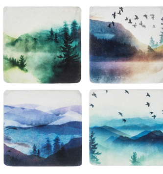 Set of 4 Watercolor Landscape Coasters