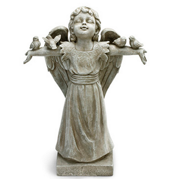 Angel Statue with Birds