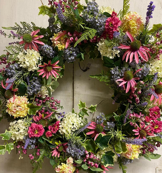 Custom Wild Rose Snowball Wreath