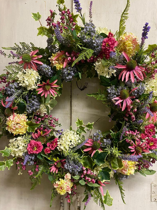 Custom Wild Rose Snowball Wreath