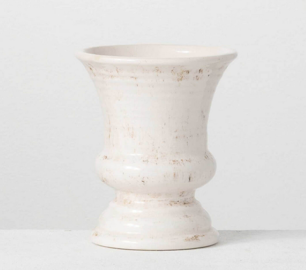 White Crackle Urn Container