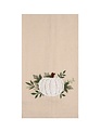 Embroidered White Pumpkin Kitchen Towel