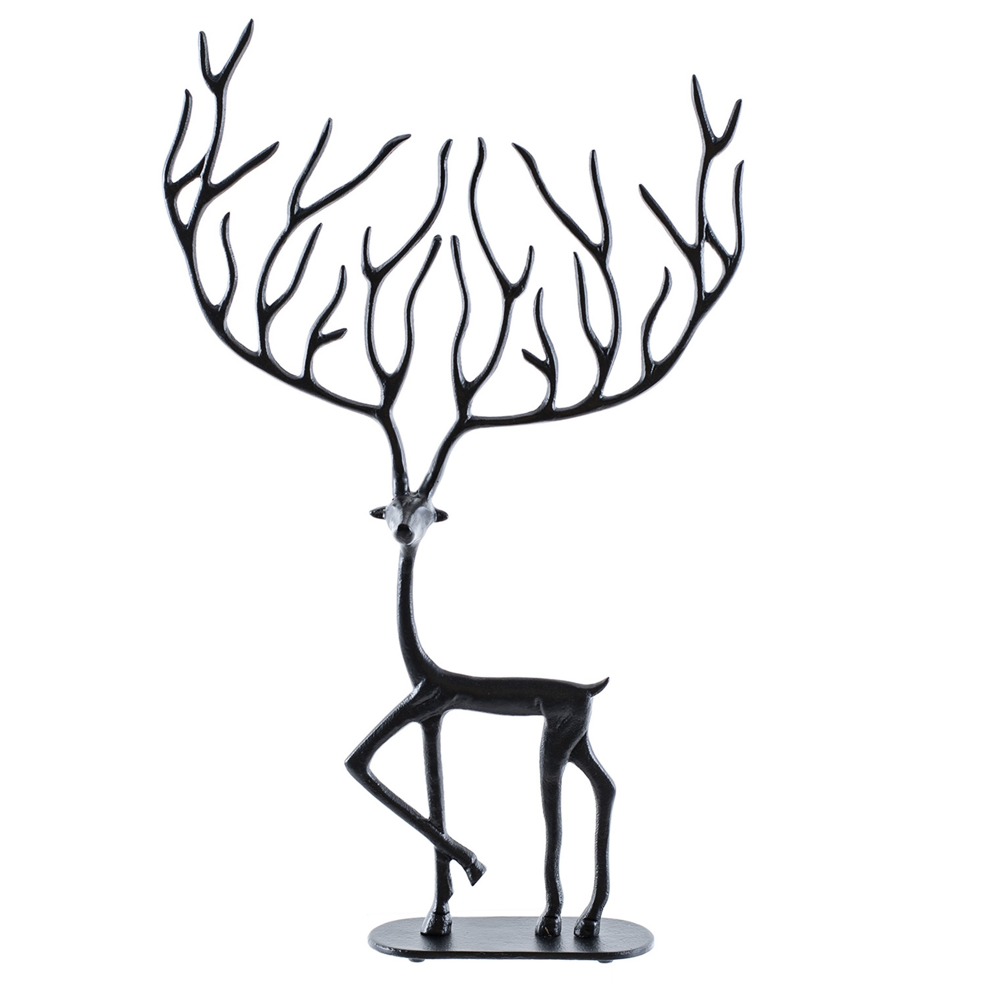 Black Iron Metal Deer with Antlers
