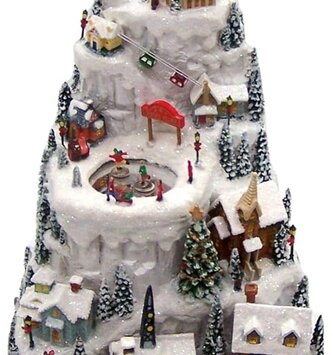 Musicial Lighted Snowy Mountain Village Piece
