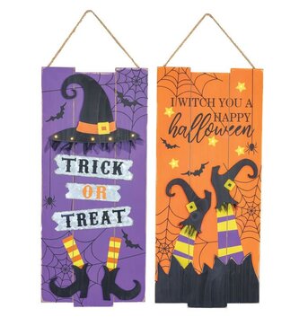 Wooden Lighted Witch Sign (2-Styles)